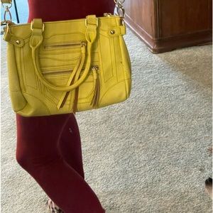 Bright Yellow faux leather arm and cross bag